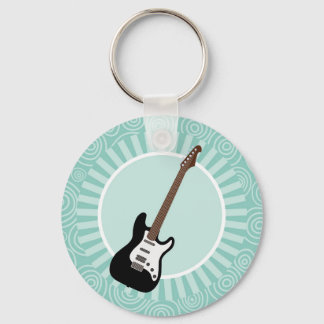 Electric Guitar Fun Turquoise Swirl Music Key Ring