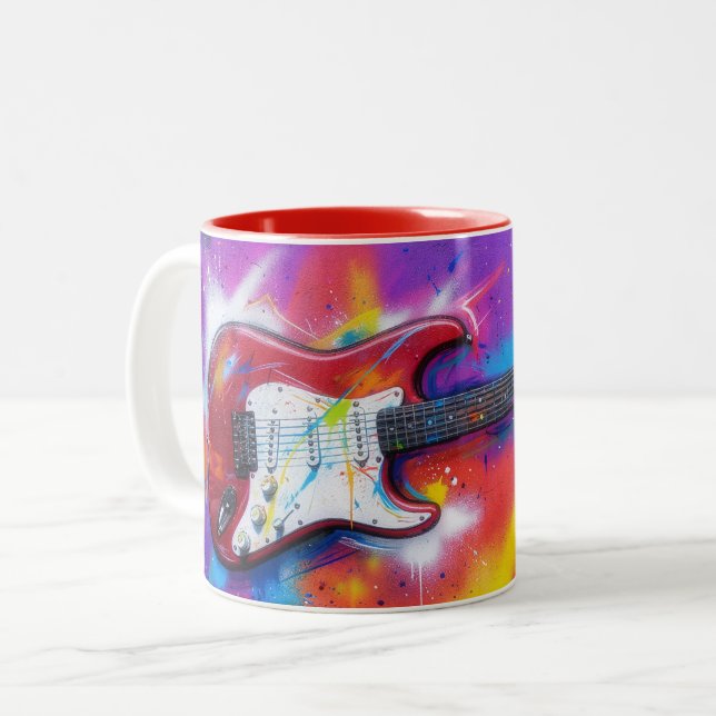 Electric Guitar Graffiti Style Art Mug (Front Left)