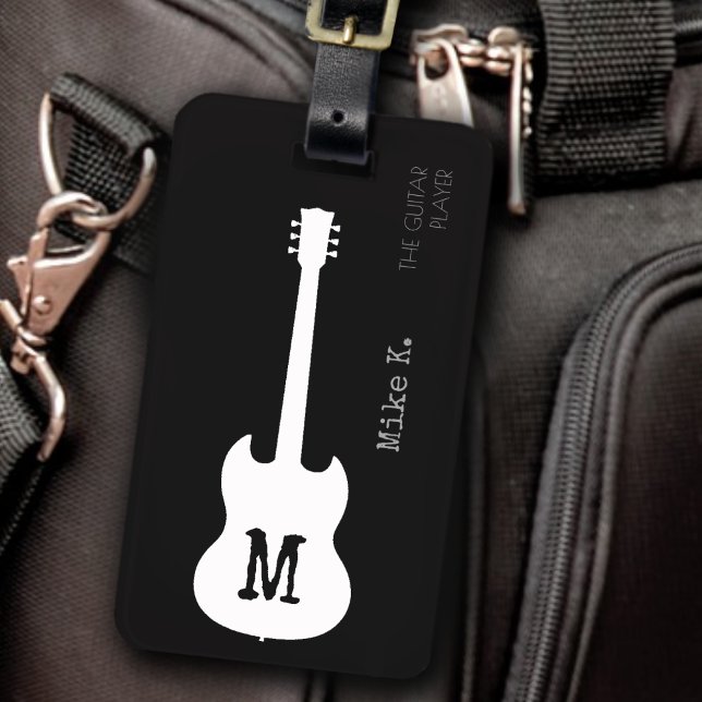electric-guitar / guitarist travel luggage tag (Creator Uploaded)