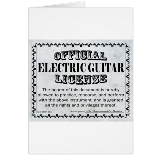 Electric Guitar License (Front)