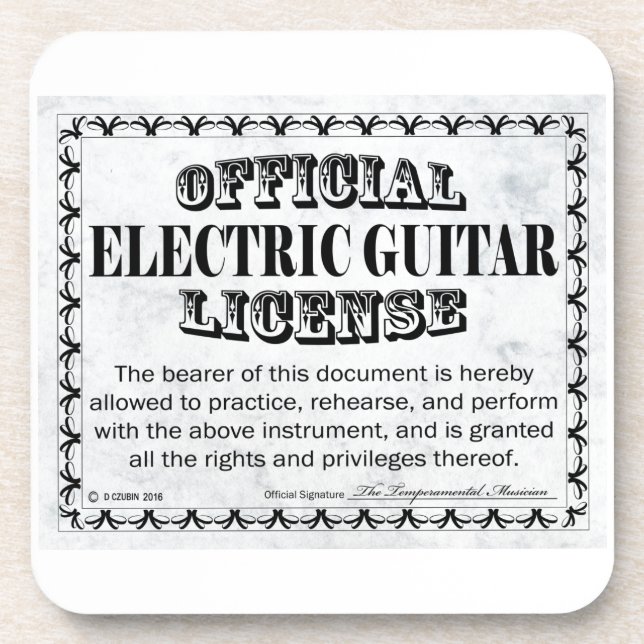 Electric Guitar License Coaster (Front)