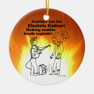 Electric Guitar Makes Zombies Explode Ceramic Tree Decoration