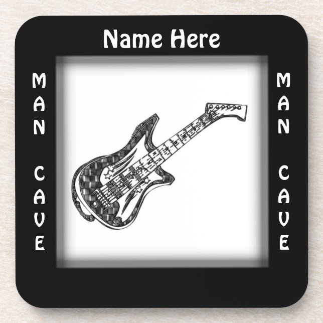 Electric Guitar Man Cave Custom Coaster (Front)