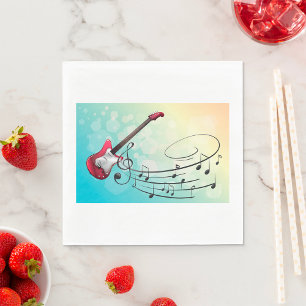 Electric Guitar Musical Notes Napkin