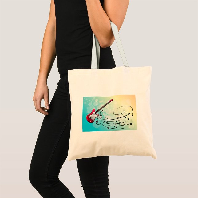 Electric Guitar Musical Notes Tote Bag (Creator Uploaded)