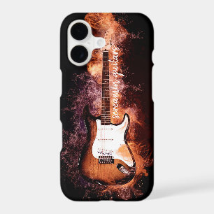 Electric Guitar Musician Flaming Black Typography