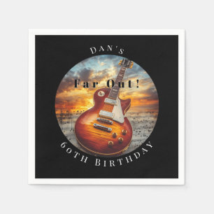 Electric Guitar Ocean Sunset Music Notes Napkin