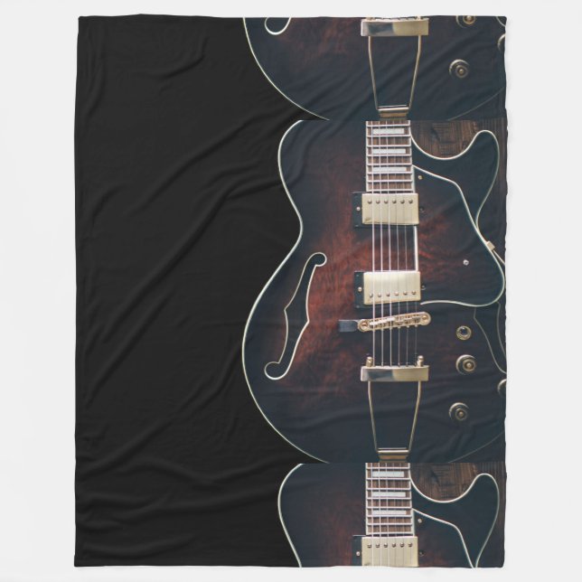 Electric Guitar On Black Fleece Blanket (Front)