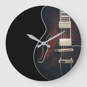 Electric Guitar On Black Large Clock