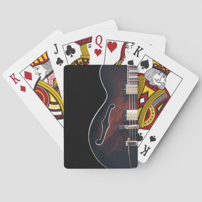 Electric Guitar On Black Playing Cards (Back)