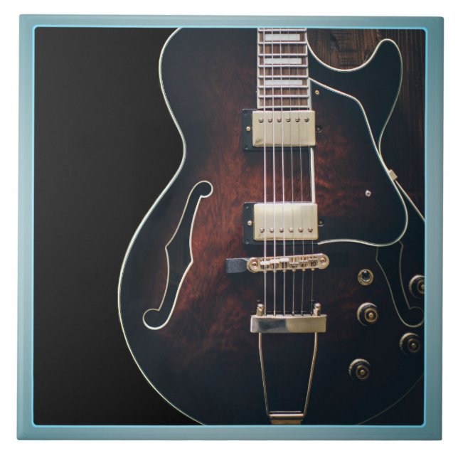 Electric Guitar On Black Tile (Front)