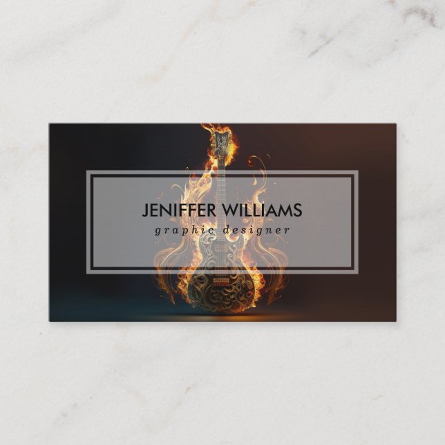 Electric guitar on fire                            business card (Front)