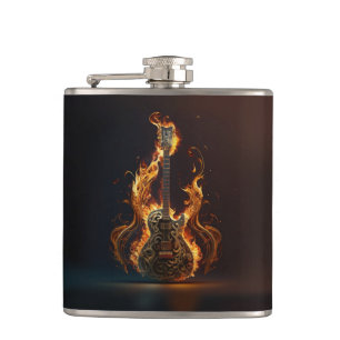 Electric guitar on fire                      hip flask