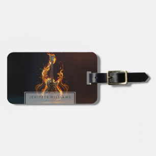 Electric guitar on fire           luggage tag