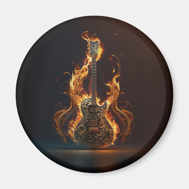 Electric guitar on fire                            magnet (Front)