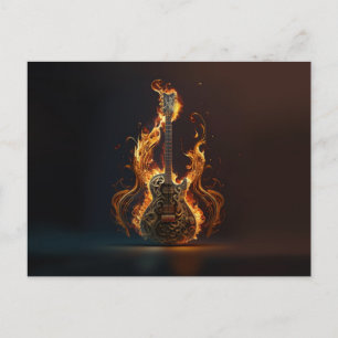 Electric guitar on fire postcard
