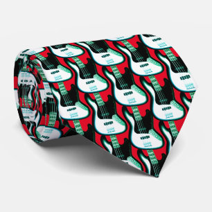 Electric Guitar Pattern in Black and White Tie