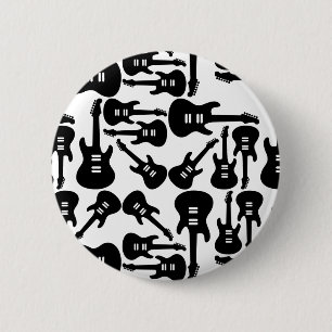 Electric Guitar Pattern Music Themed CUSTOM COLOR 6 Cm Round Badge