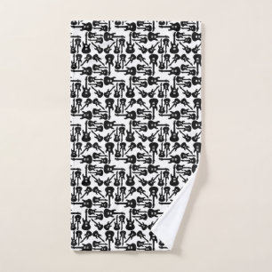 Electric Guitar Pattern Music Themed CUSTOM COLOR Hand Towel
