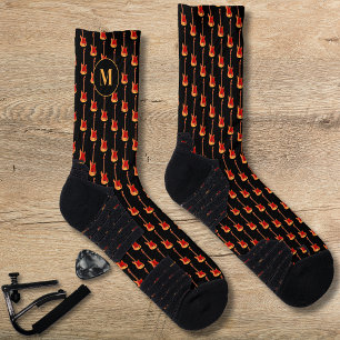 Electric guitar pattern personalised socks