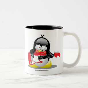 Electric Guitar Penguin Two-Tone Coffee Mug