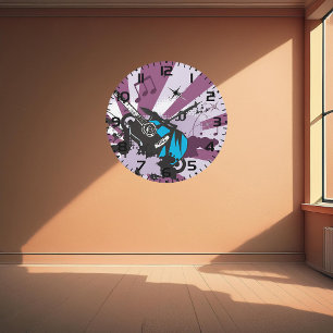 Electric Guitar Pop Art Music Rock Grunge Large Clock