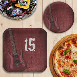 Electric Guitar Red Birthday Party Paper Plates<br><div class="desc">Guitar birthday party paper plates with age.  Red,  electric guitar design on square,  or round,  plates for a teenager's birthday celebration.</div>