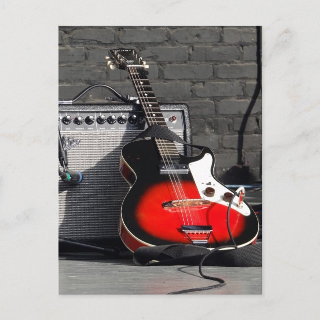 ELECTRIC GUITAR - RED, WHITE, and BLACK Postcard (Front)