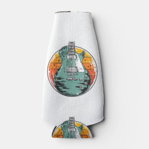 Electric Guitar Retro Sunset Vintage Music Band Gu Bottle Cooler