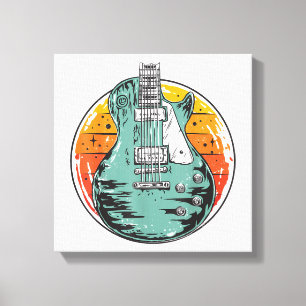 Electric Guitar Retro Sunset Vintage Music Band Gu Canvas Print