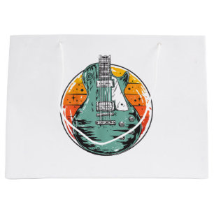 Electric Guitar Retro Sunset Vintage Music Band Gu Large Gift Bag