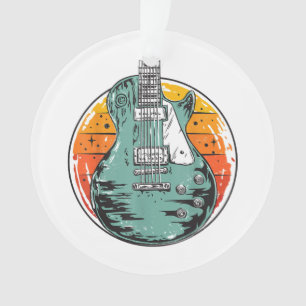 Electric Guitar Retro Sunset Vintage Music Band Gu Ornament