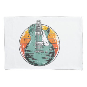 Electric Guitar Retro Sunset Vintage Music Band Gu Pillowcase