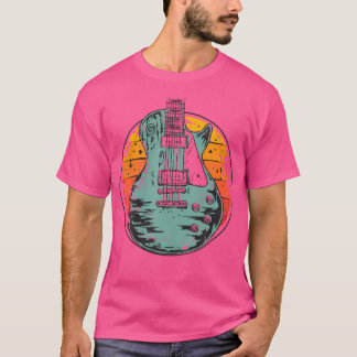 Electric Guitar Retro Sunset Vintage Music Band Gu T-Shirt