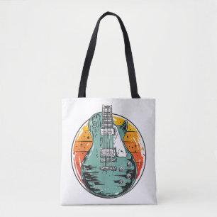 Electric Guitar Retro Sunset Vintage Music Band Gu Tote Bag