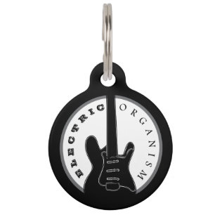 Electric Guitar Rock Music Cool Black White Custom Pet Tag