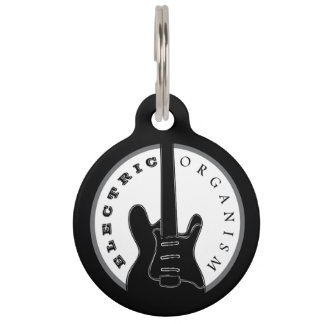 Electric Guitar Rock Music Cool Black White Custom Pet Tag