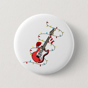 Electric Guitar Santa Claus Music Christmas Lover  6 Cm Round Badge
