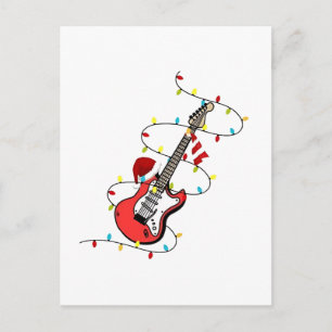 Electric Guitar Santa Claus Music Christmas Lover Announcement Postcard