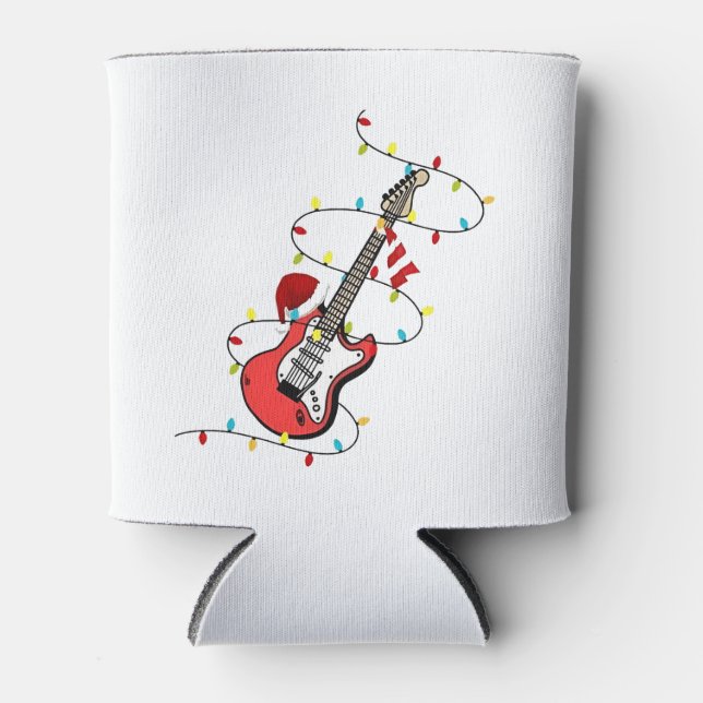 Electric Guitar Santa Claus Music Christmas Lover  Can Cooler (Front)