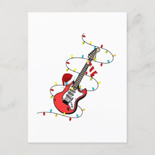 Electric Guitar Santa Claus Music Christmas Lover Holiday Postcard