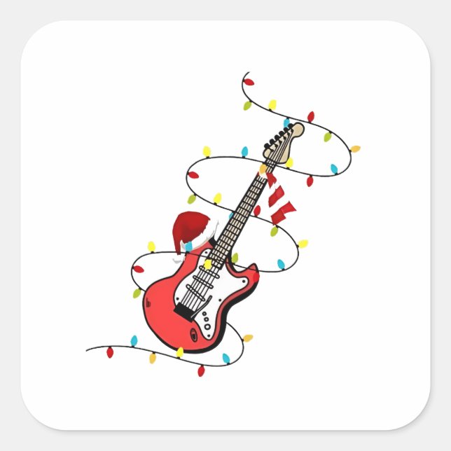 Electric Guitar Santa Claus Music Christmas Lover  Square Sticker (Front)