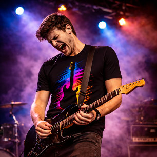 Electric Guitar Silhouette   Vibrant Music Art Tri-Blend Shirt