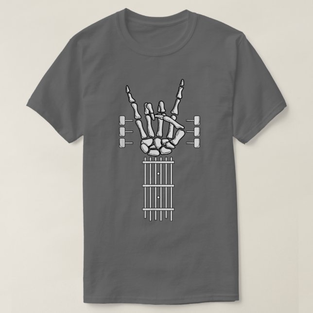 Electric Guitar Skeleton Hand Musician Musical Sup T-Shirt (Design Front)