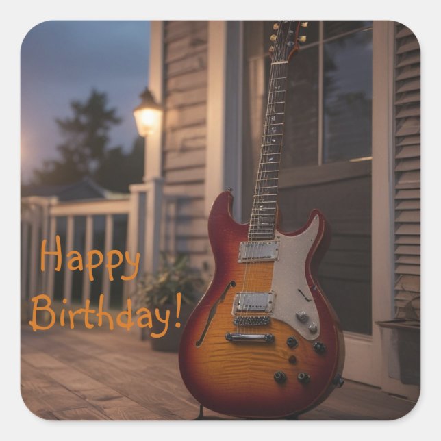 Electric Guitar  Square Sticker (Front)