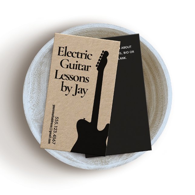 Electric Guitar Teacher Guitarist Kraft  Business Card (Creator Uploaded)