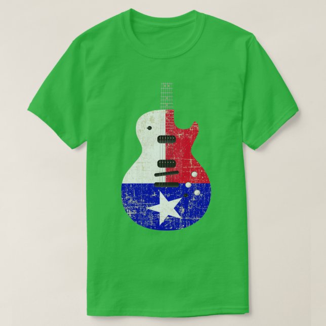 Electric Guitar Texas Flag Distressed Guitar Playe T-Shirt (Design Front)