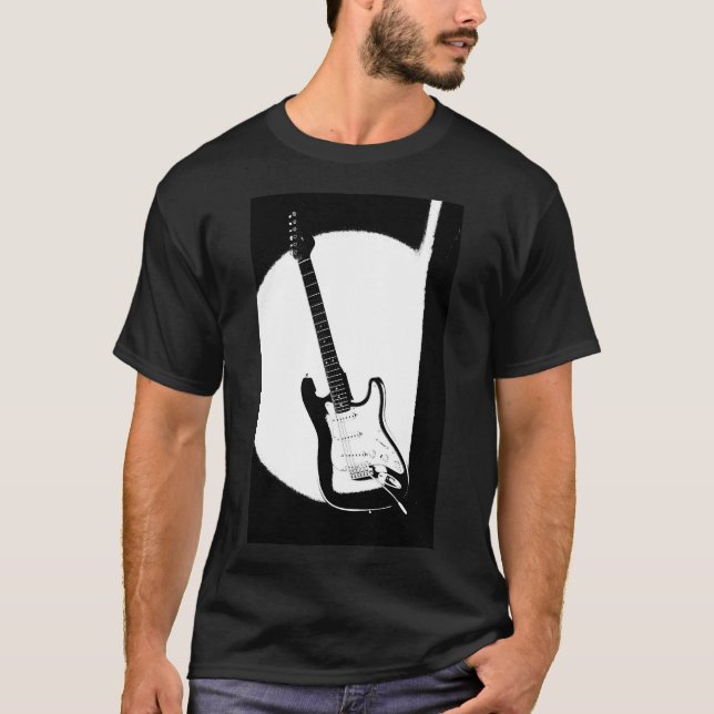 Electric Guitar Trendy Pop Art Modern Template T-Shirt (Front)