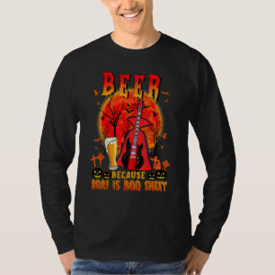 Electric Guitar Witch Beer Boo Says Pun T-Shirt