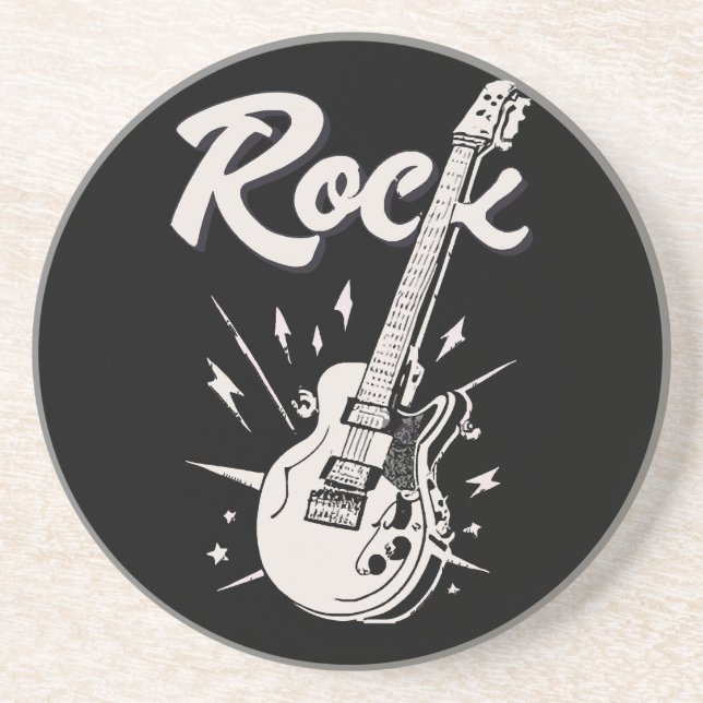 Electric guitar with rock word coaster (Front)